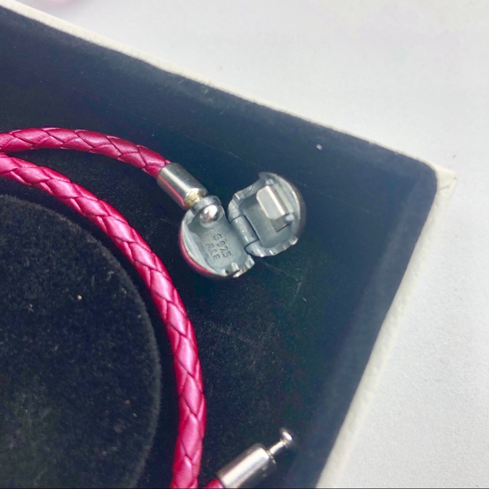 PANDORA Double Braided Leather Pink Bracelet, 19cm - Picture 6 of 8